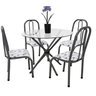 Conjunto Mesa redonda 90cm aço tampo de Vidro 8mm com 4 cadeiras para Sala jantar cozinha campeã de - 1