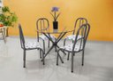 Ver imagem 2 de Conjunto Mesa redonda 90cm aço tampo de Vidro 8mm com 4 cadeiras para Sala jantar cozinha campeã de