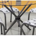 Ver imagem 3 de Conjunto Mesa redonda 90cm aço tampo de Vidro 8mm com 4 cadeiras para Sala jantar cozinha campeã de