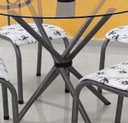 Ver imagem 3 de Conjunto Mesa redonda 90cm aço tampo de Vidro 8mm com 4 cadeiras para Sala jantar cozinha campeã de