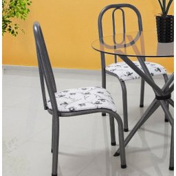Conjunto Mesa redonda 90cm aço tampo de Vidro 8mm com 4 cadeiras para Sala jantar cozinha campeã de - 4