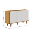Ver imagem 4 de Buffet para Sala de Jantar 3 Portas Pés de Madeira Maciça Jurerê Marrom/Marrome/Off White Matte