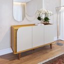 Ver imagem 1 de Buffet para Sala de Jantar 3 Portas Pés de Madeira Maciça Jurerê Marrom/Marrome/Off White Matte