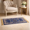 Ver imagem 2 de Tapete Persa Royal Azul 50x85cm Fio Acetinado - Decoração para Quarto e Sala