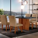 Ver imagem 1 de Sala de Jantar Mesa Olimpia 120 Tampo em Mdf Vidro Canto Copo com 4 Cadeiras Grecia