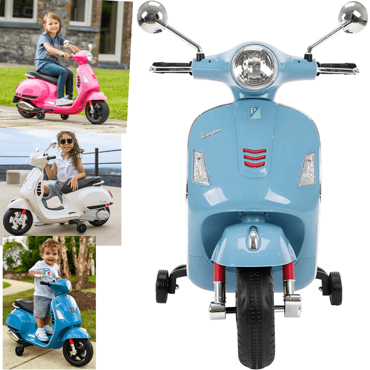 Moto Scooter Eletrica Infantil Bandeirante Vespa Gts 12v Azul - 4