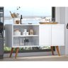 Buffet Branco C 4 Pés & 2 Portas Para Sala De Estar 1,20M - 1