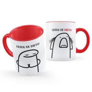 Caneca Flork Meme Estou de Dieta Socorro Engraçada