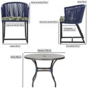Ver imagem 2 de Mesa com 4 Cadeiras de Jantar Roma 100cm e Noronha em Aluminío Preto Corda Nautica Estofado 5 Trama