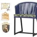 Ver imagem 4 de Mesa com 4 Cadeiras de Jantar Roma 100cm e Noronha em Aluminío Preto Corda Nautica Estofado 5 Trama