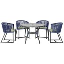 Ver imagem 1 de Mesa com 4 Cadeiras de Jantar Roma 100cm e Noronha em Aluminío Preto Corda Nautica Estofado 5 Trama