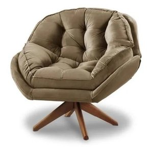 Poltrona Decorativa Califórnia Giratória Suede Capuccino - Fm