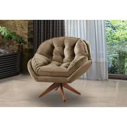 Poltrona Decorativa Califórnia Giratória Suede Capuccino - Fm - 2