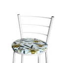 Ver imagem 2 de Jogo 4 Banqueta Alta Para Cozinha Epoxi Branca Estofado Floral Floral