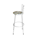 Ver imagem 5 de Jogo 4 Banqueta Alta Para Cozinha Epoxi Branca Estofado Floral Floral