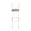 Ver imagem 4 de Jogo 4 Banqueta Alta Para Cozinha Epoxi Branca Estofado Floral Floral