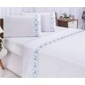 Jogo lençol Veneza quarto casal king bordado 4 peças 2fronha: Branco com Azul - 1