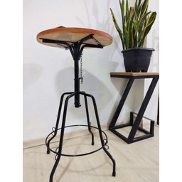 Mesa bistrô redonda ferro madeira 50 cm artesanal rústica - 8