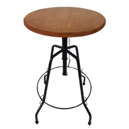 Mesa bistrô redonda ferro madeira 50 cm artesanal rústica - 1