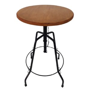 Mesa bistrô redonda ferro madeira 50 cm artesanal rústica