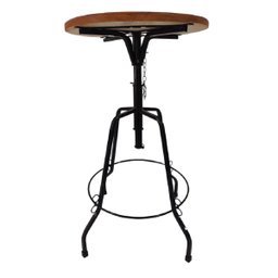 Mesa bistrô redonda ferro madeira 50 cm artesanal rústica - 4