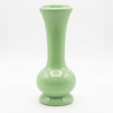 Vaso Solitário Bojudo em Cerâmica Artesanal Decorativa 17,5cm:Verde