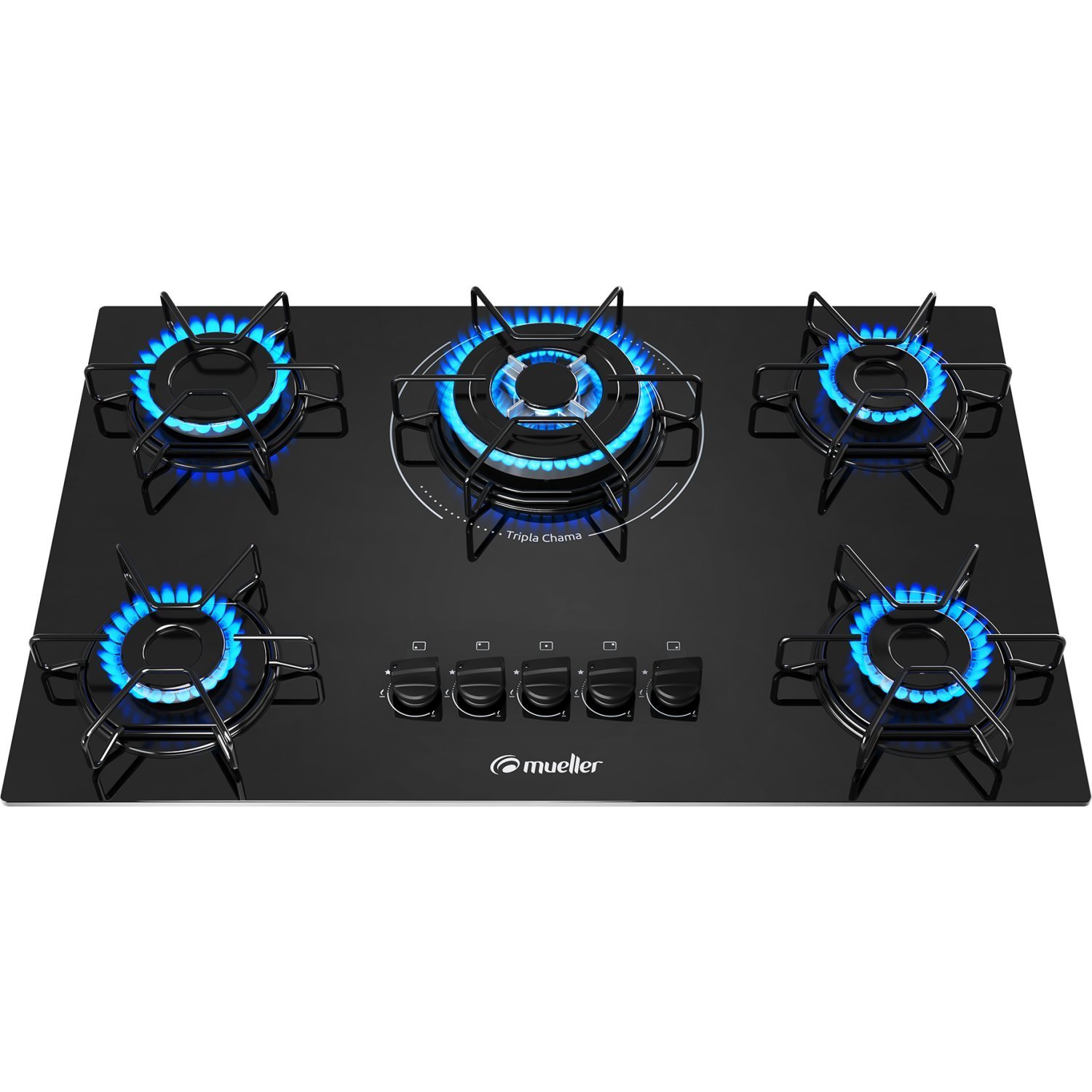 Cooktop 5 Bocas à Gás Tripla Chama Bivolt Preto MCG135BG1 Mueller ...