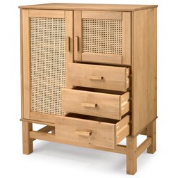 Balcão Buffet Madeira e Rattan 02 Portas e 03 Gavetas - 4