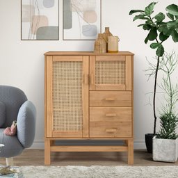 Balcão Buffet Madeira e Rattan 02 Portas e 03 Gavetas - 5