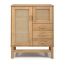 Ver imagem 1 de Balcão Buffet Madeira e Rattan 02 Portas e 03 Gavetas