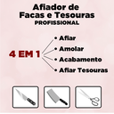 Ver imagem 2 de Amolador de Facas e Tesoura Profissional 4 em 1 - Afia Amola Acabamento