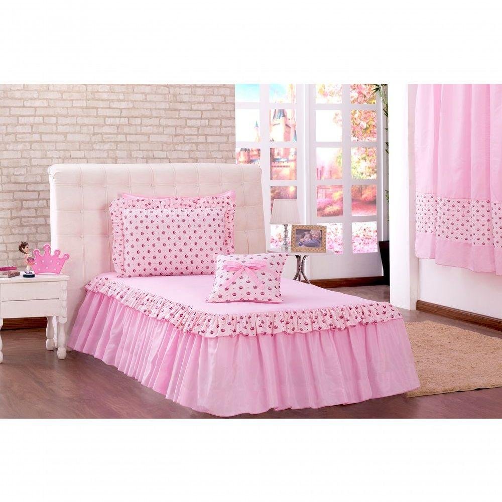 Princesa Colcha Rosa Kit Colcha Solteiro Infantil Princesa Rosa 03 Peças | MadeiraMadeira