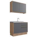 Ver imagem 4 de Cozinha Modulada Viena 2 Peças 1 Armário Aéreo 1 Balcão para Varanda Herval Cinza/Louro Freijó/Grafi