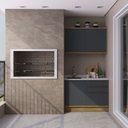 Ver imagem 3 de Cozinha Modulada Viena 2 Peças 1 Armário Aéreo 1 Balcão para Varanda Herval Cinza/Louro Freijó/Grafi