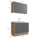 Ver imagem 5 de Cozinha Modulada Viena 2 Peças 1 Armário Aéreo 1 Balcão para Varanda Herval Cinza/Louro Freijó/Grafi