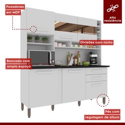 Cozinha Alexia com Espelho 6 Portas 2 Gavetas Branco Neve - 5