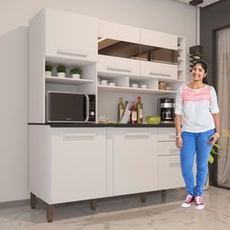 Cozinha Alexia com Espelho 6 Portas 2 Gavetas Branco Neve - 4