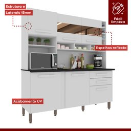 Cozinha Alexia com Espelho 6 Portas 2 Gavetas Branco Neve - 7
