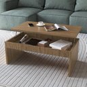 Ver imagem 1 de Mesa Centro Articulada com Ripado para Sala de Estar 90cm Brisa Marrom Olmo