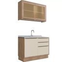 Ver imagem 4 de Cozinha Modulada Viena 2 Peças com 1 Armário Aéreo Vidros Reflecta 1 Balcão Herval Bege