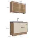 Ver imagem 5 de Cozinha Modulada Viena 2 Peças com 1 Armário Aéreo Vidros Reflecta 1 Balcão Herval Bege