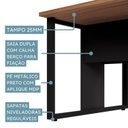 Ver imagem 7 de Plataforma de Trabalho Escritório 4 Lugares 1,80m com 4 Caixas de Tomadas Industrial Preto e Marrom Nogal