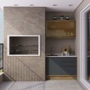 Ver imagem 3 de Cozinha Modulada Viena 2 Peças com 1 Armário Aéreo Vidros Reflecta 1 Balcão Herval Cinza/Louro Freij