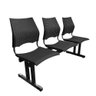 Longarina 3 Lugares Versat Assento Encosto Plástico Coluna Dupla para Recepção Escritório Preta - 3