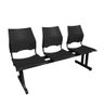 Longarina 3 Lugares Versat Assento Encosto Plástico Coluna Dupla para Recepção Escritório Preta - 1