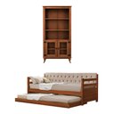 Ver imagem 5 de Kit Sofá-Cama Verona e Livreiro com 2 Portas de Madeira Madri Alto Padrão Multifuncional Castanho