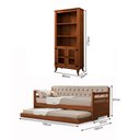 Ver imagem 4 de Kit Sofá-Cama Verona e Livreiro com 2 Portas de Madeira Madri Alto Padrão Multifuncional Castanho