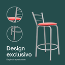 Ver imagem 4 de Kit 3 Banquetas para Balcão Flórida Prata 60cm Cozinha Gourmet Bistrô Bancada Piscina Área de Lazer