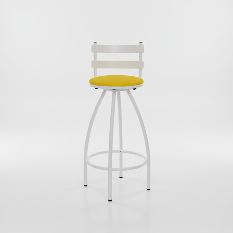Kit Cadeira Giratoria e Fixa Altura 70cm Assento 35cm:amarelo/branco