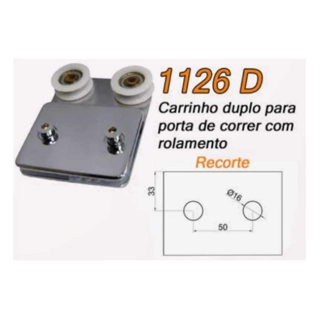 Roldana dupla 1126 D tipo carrinho para vidro temperado blindex - 4